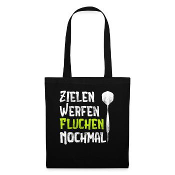 Zielen Werfen Fluchen Nochmal Lustiges Dart - Stoffbeutel - Schwarz - Vorne