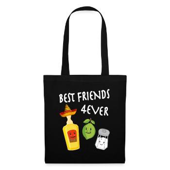 Tequila Zitrone Salz Beste Freunde Trinkteam - Stoffbeutel - Schwarz - Vorne