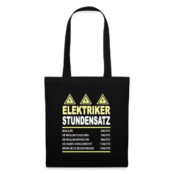 Elektriker Stundensatz Stundenlohn - Stoffbeutel - Schwarz - Vorne