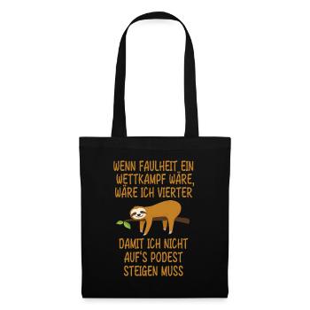 Faultier Faulenzen Wettkampf - Stoffbeutel - Schwarz - Vorne