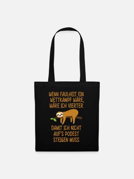 Faultier Faulenzen Wettkampf - Stoffbeutel - Schwarz