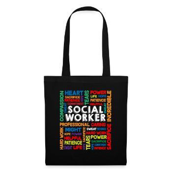 Social Work Month Social Worker Geschenk - Stoffbeutel - Schwarz - Vorne