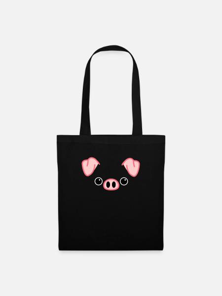 Kostüm Schwein Schweinekostüm Schweinchen Gesicht - Stoffbeutel - Schwarz