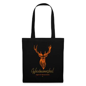 Jäger T-Shirt-Waidmannsheil-Jagen ist Naturschutz - Stoffbeutel - Schwarz - Vorne