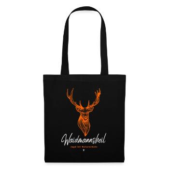 Jäger T-Shirt-Waidmannsheil-Jagen ist Naturschutz - Stoffbeutel - Schwarz - Vorne