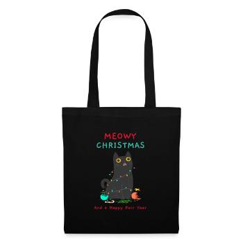 Chat Drôle Noël Meowy Cat Kitty - Sac en tissu - noir - Devant