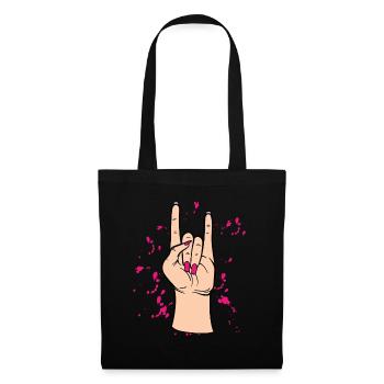 Motif "Sign of the Horns" pour les amateurs de musique rock - Sac en tissu - noir - Devant