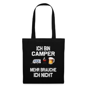 Ich bin Camper, Camping-Design - Stoffbeutel - Schwarz - Vorne