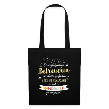 Großartige Betreuerin Spruch Abschied Geschenk - Stoffbeutel - Schwarz - Vorne