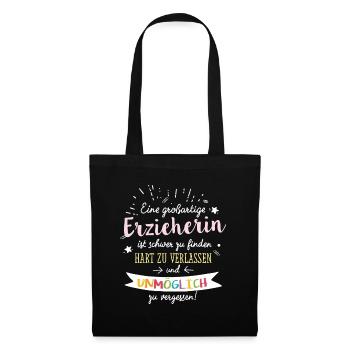 Großartige Erzieherin Spruch Abschied Geschenk - Stoffbeutel - Schwarz - Vorne