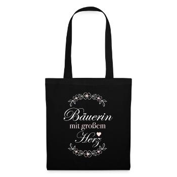 Geschenk Bäuerin mit großem Herz - Stoffbeutel - Schwarz - Vorne