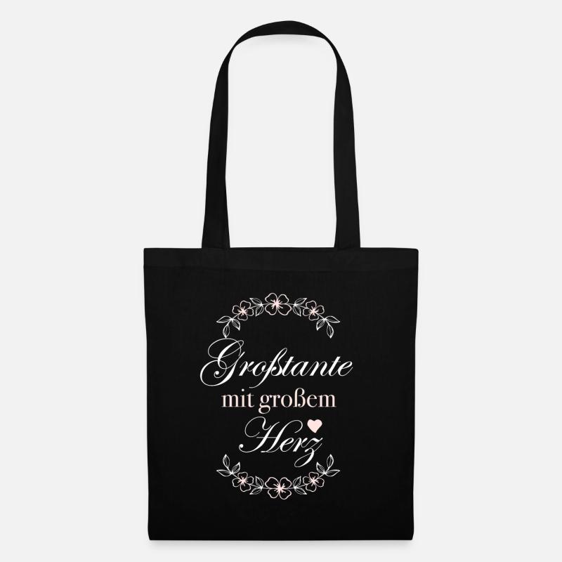 Geschenk Großtante mit großem Herz - Stoffbeutel - Schwarz