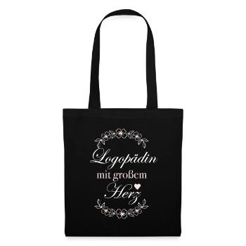 Geschenk Logopädin mit großem Herz - Stoffbeutel - Schwarz - Vorne