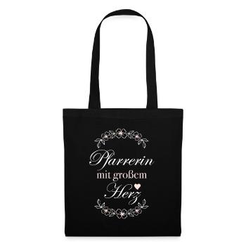 Geschenk Pfarrerin mit großem Herz - Stoffbeutel - Schwarz - Vorne