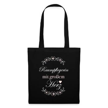 Geschenk Raumpflegerin mit großem Herz - Stoffbeutel - Schwarz - Vorne