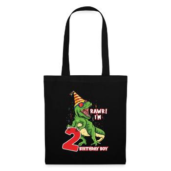 Kids 2 Years Old Dinosaur Birthday 2 Party - Tote Bag - black - Front
