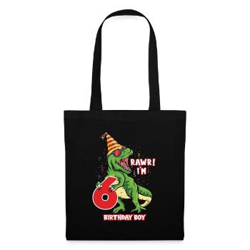 Kids 6 Years Old Dinosaur Birthday 6 Party - Tote Bag - black - Front