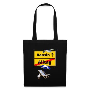 Bansin-Ortsschild Alltag Bansin -Ostsee - Stoffbeutel - Schwarz - Vorne