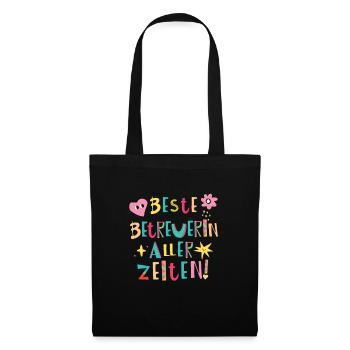 Beste Betreuerin aller Zeiten Geschenk - Stoffbeutel - Schwarz - Vorne