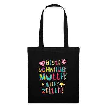 Beste Schwiegermutter aller Zeiten Geschenk - Stoffbeutel - Schwarz - Vorne