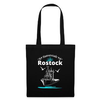 Rostock Hansestadt Anker Schiff & Möwen - Stoffbeutel - Schwarz - Vorne