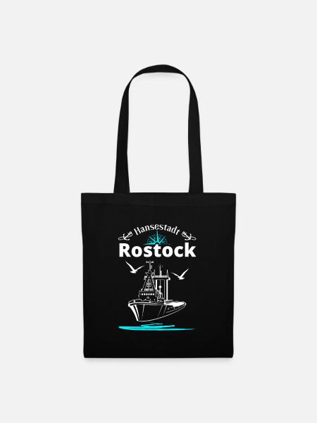 Rostock Hansestadt Anker Schiff & Möwen - Stoffbeutel - Schwarz