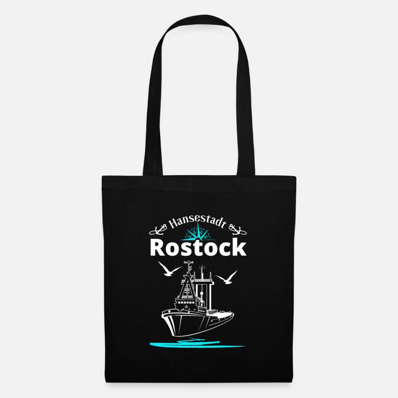 Rostock Hansestadt Anker Schiff & Möwen - Stoffbeutel - Schwarz