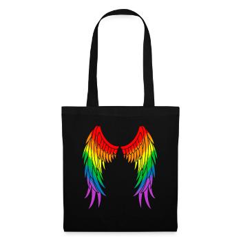 Regenbogen Flügel LGBT - Stoffbeutel - Schwarz - Vorne