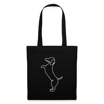 Conception à ligne unique - Teckel - Sac en tissu - noir - Devant