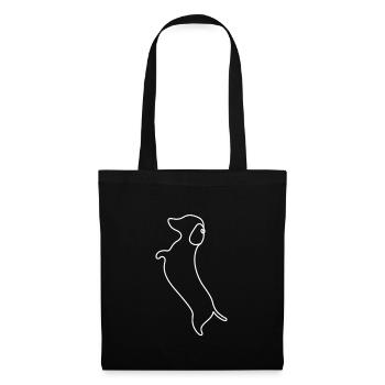 Conception à ligne unique - Teckel - Sac en tissu - noir - Devant