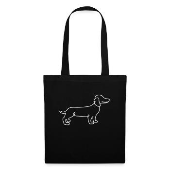Conception à ligne unique - Teckel - Sac en tissu - noir - Devant