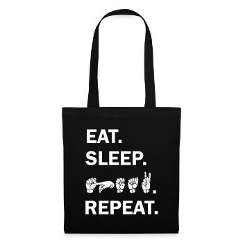 EAT SLEEP SPEAK REPEAT avec Sign Language DGS - Sac en tissu - noir - Devant