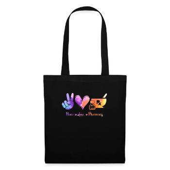 Peace, Love Pharmacy - Pharmazie Pharmakant - Stoffbeutel - Schwarz - Vorne