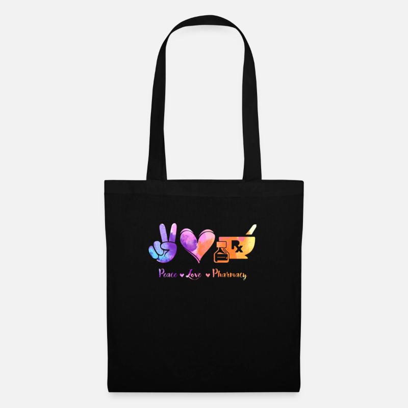 Peace, Love Pharmacy - Pharmazie Pharmakant - Stoffbeutel - Schwarz