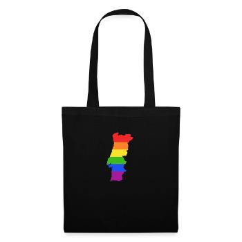 Portugal Regenbogenflagge für LGTBQ-Portugiesen - Stoffbeutel - Schwarz - Vorne