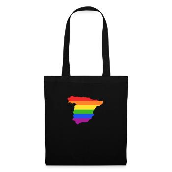 Spanien Regenbogenflagge für stolze LGTBQ Spanier - Stoffbeutel - Schwarz - Vorne
