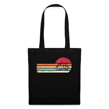 Sonne und Retro-Linien - Berg - - Stoffbeutel - Schwarz - Vorne