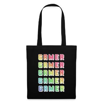 Gamer Rainbow Mehrfachdruck - Stoffbeutel - Schwarz - Vorne