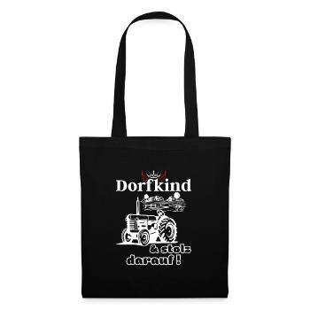 Dorfkind und stolz darauf- Spruch mit Traktor - Stoffbeutel - Schwarz - Vorne