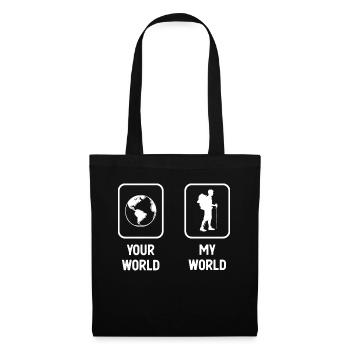 Deine Welt Meine Welt - Wandern - - Stoffbeutel - Schwarz - Vorne