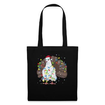 Indische Pfautauben Tauben Weihnachtsoutfit - Stoffbeutel - Schwarz - Vorne