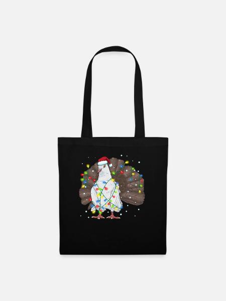 Indische Pfautauben Tauben Weihnachtsoutfit - Stoffbeutel - Schwarz