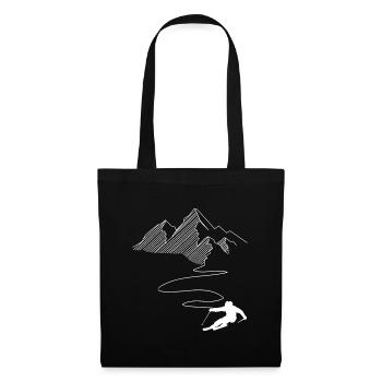 Montagne - Ligne sinueuse - Ski - (7) - Sac en tissu - noir - Devant