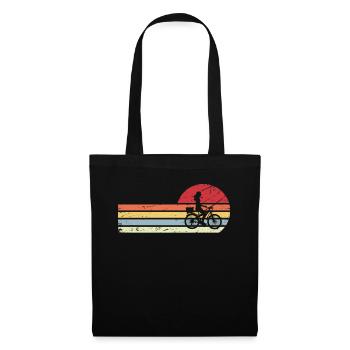 Soleil et lignes rétro - Femme à vélo - - Sac en tissu - noir - Devant