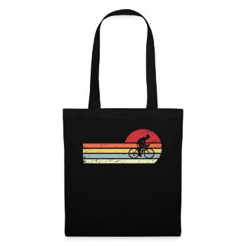 Soleil et lignes rétro - Homme à vélo - - Sac en tissu - noir - Devant