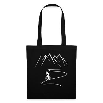 Montagne - Ligne sinueuse - Cyclisme - (2) - Sac en tissu - noir - Devant