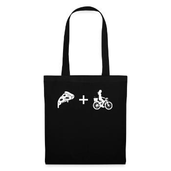 Pizza - Woman Cycling - - Tote Bag - black - Front