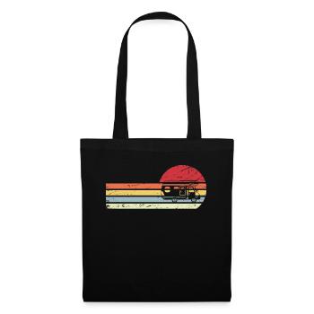 Sonne und Retro Lines - Campingwagen - - Stoffbeutel - Schwarz - Vorne