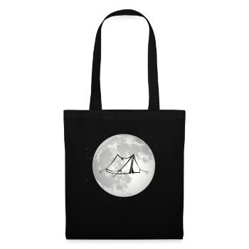 pleine lune - tente de camping - - Sac en tissu - noir - Devant