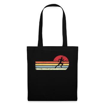 Soleil et lignes rétro - Course à pied - - Sac en tissu - noir - Devant